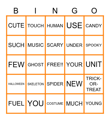 Week 5 - Spelling Words Bingo Card