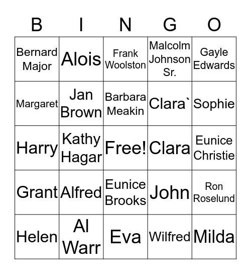 HOLLINGSHAUS BINGO Card