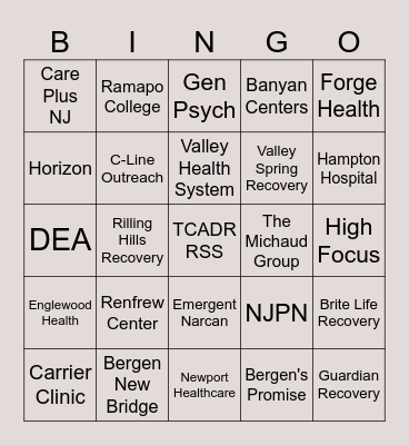 Tree of Addiction Conference 2024 Bingo Card