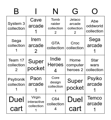 2025 Evercade/Super Pocket Bingo Card