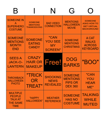 Happy Halloween Bingo Card