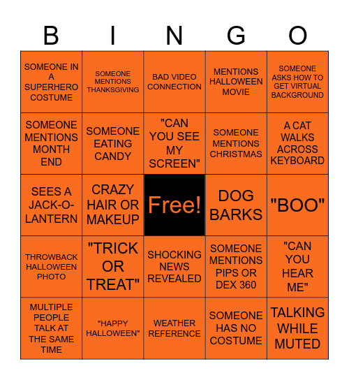 Happy Halloween Bingo Card