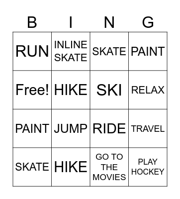 HOBBIES Bingo Card