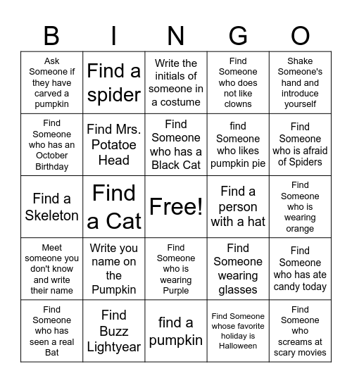 Halloween Bingo Card