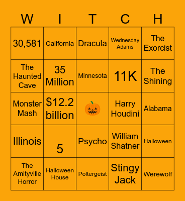 Halloween Trivia Bingo Card