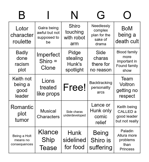 VLD Writing Bullshit Bingo Card