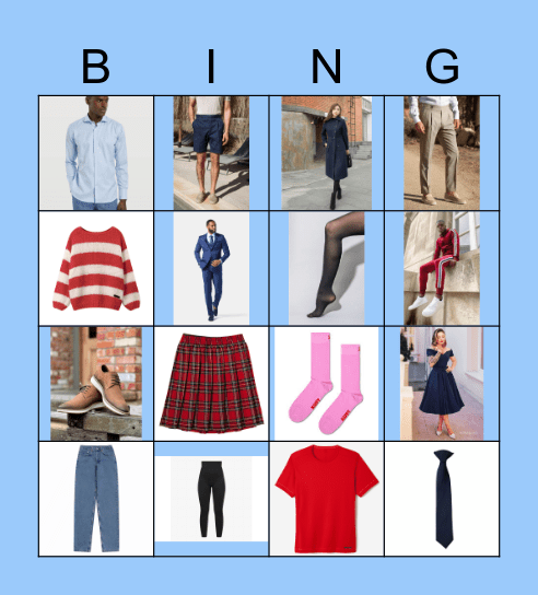 Clothes Bingo Card