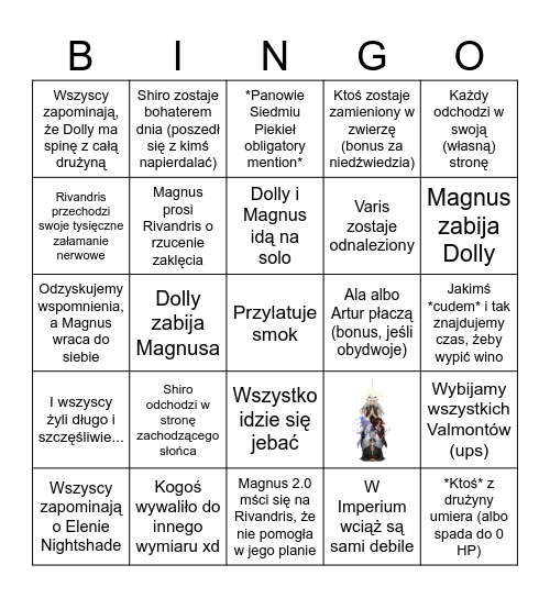 Ostatnie Słowo: Ostatnie Bingo Card