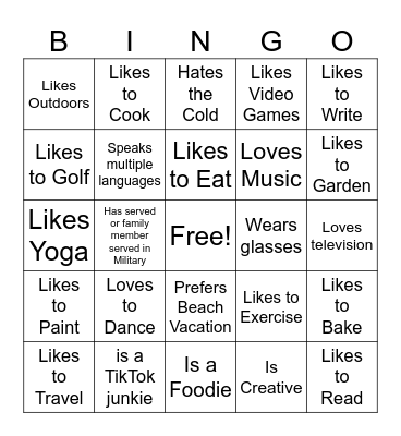 New Hire Bingo Card