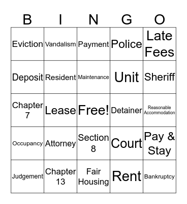 BPI Legal Bingo Card