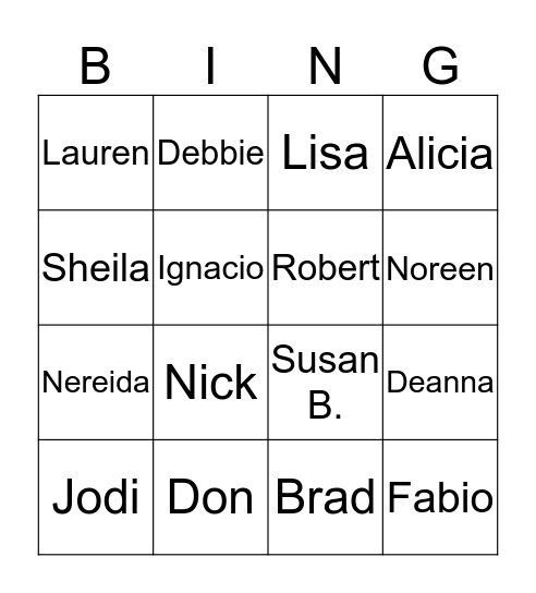 Comp Team BING-O Bingo Card