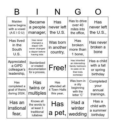 Get To Know You Bingo Card