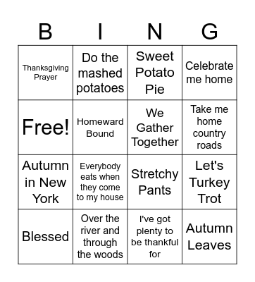 Thanksgivng Bingo Card
