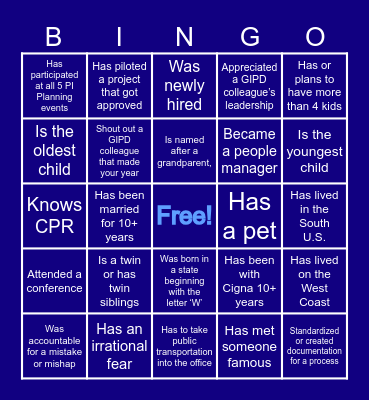Happy Hour Networking Bingo Card