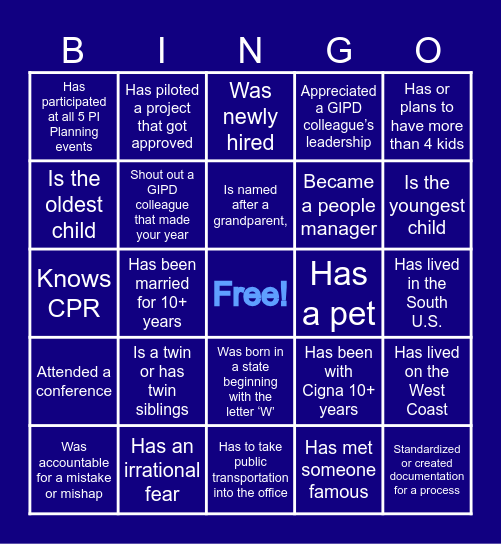 Happy Hour Networking Bingo Card