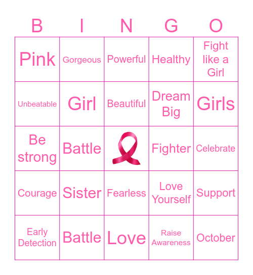 Think Pink Edition Bingo Card