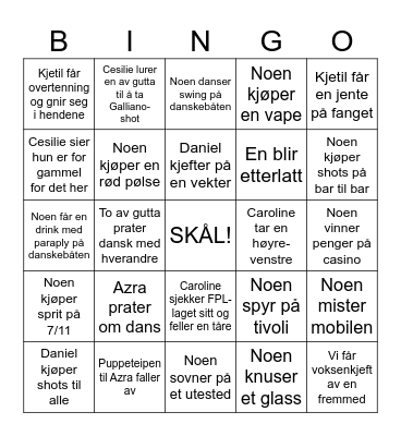 Trip Bingo Card