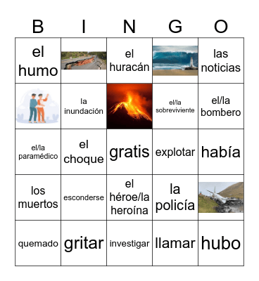 Accidentes y desastres Bingo Card