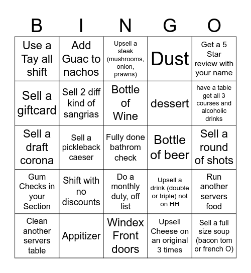 Server BINGO Card