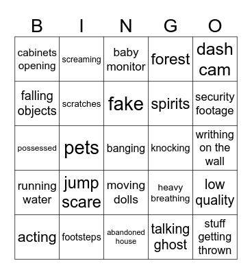 scary bingo Card