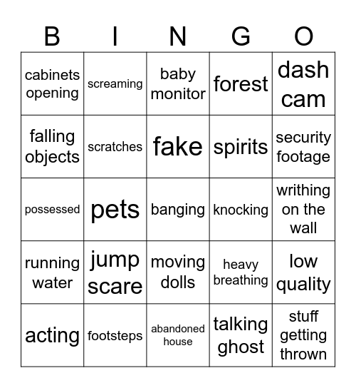 scary bingo Card