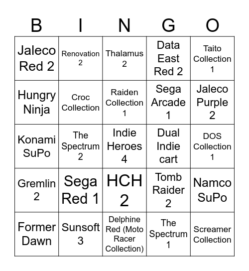 2025 Evercade/Super Pocket Bingo Card