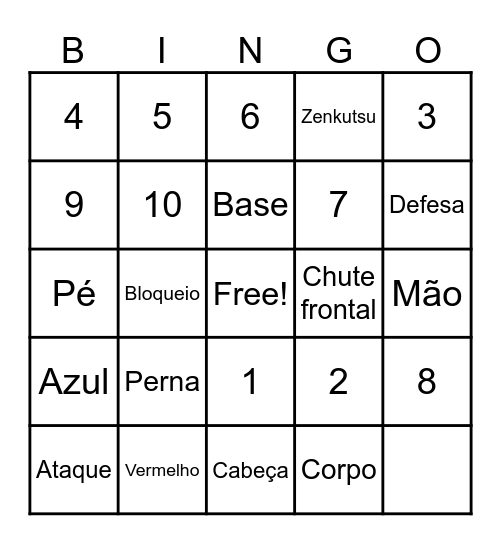 Bingo Karatê Bingo Card