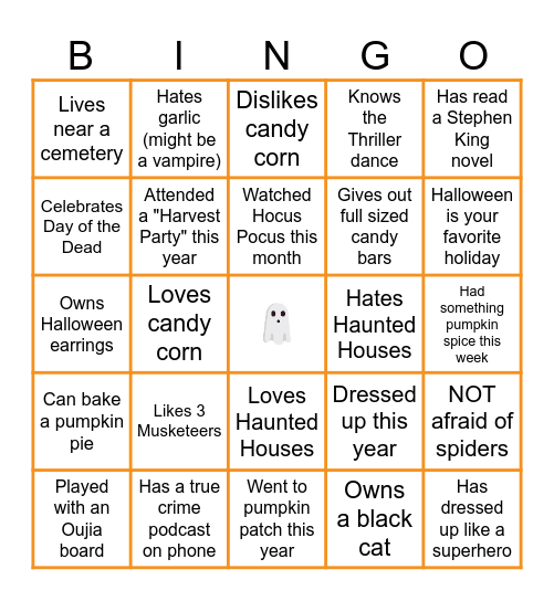 HCG Halloween BINGO 2024 Bingo Card