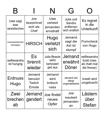 AutismusCrew vs. Wild 3 Bingo Card