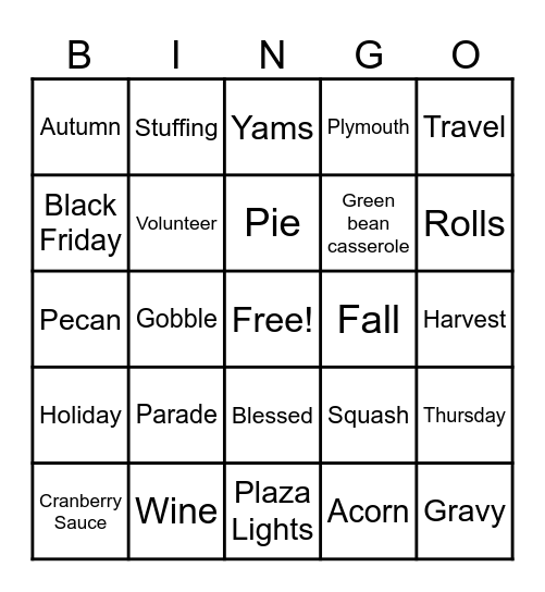 Thankful Bingo Card