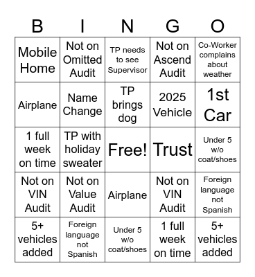 Untitled Bingo Card