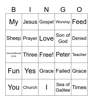 Feed My Sheep! Bingo Card