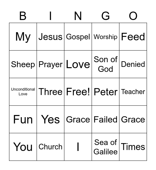 Feed My Sheep! Bingo Card