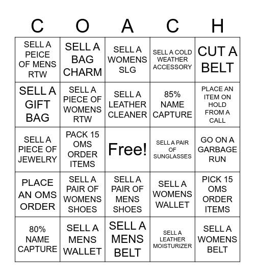 BINGO - CASHIERS/SUPPORT Bingo Card