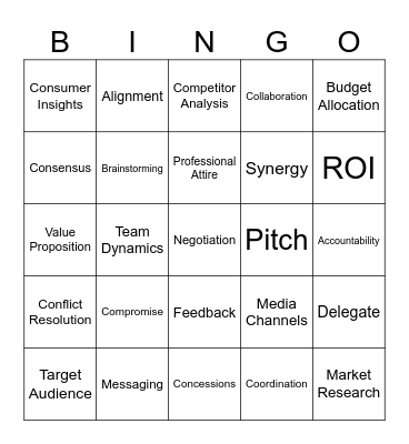 Teamwork and Marketing Negotiations Bingo Card