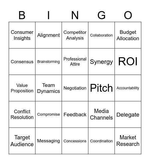 Teamwork and Marketing Negotiations Bingo Card