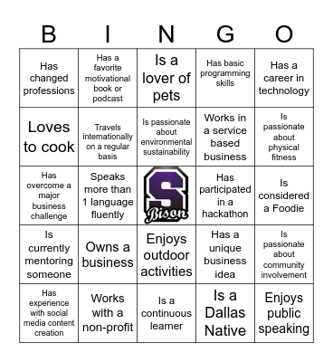 Sunset NAF Bingo Icebreaker Bingo Card