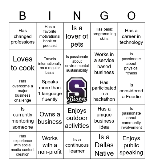 Sunset NAF Bingo Icebreaker Bingo Card