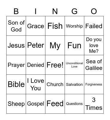 Feed My Sheep! Bingo Card