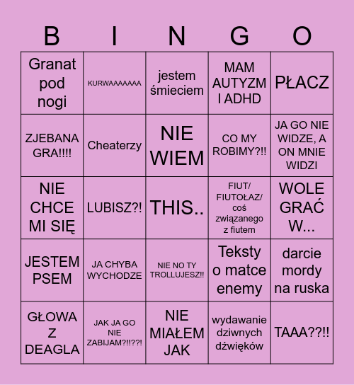 CS GO Bingo Card