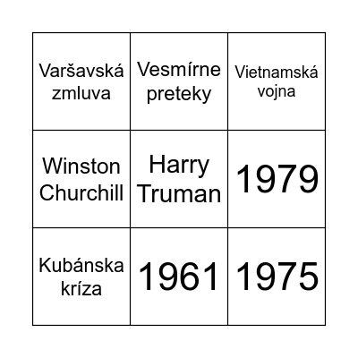 Studená vojna Bingo Card