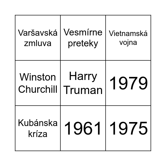 Studená vojna Bingo Card