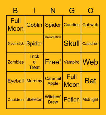 Halloween Bingo Card