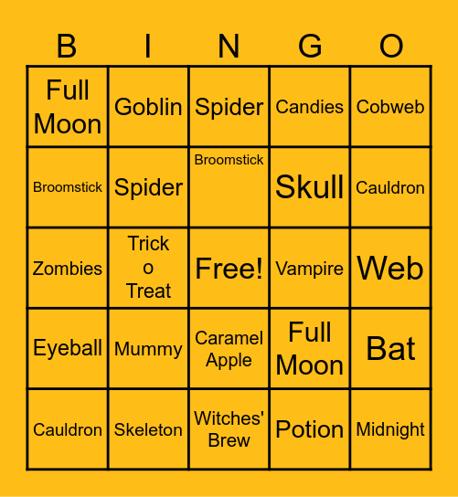 Halloween Bingo Card