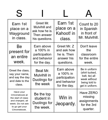 Spanish BINGO Cards Bingo Card