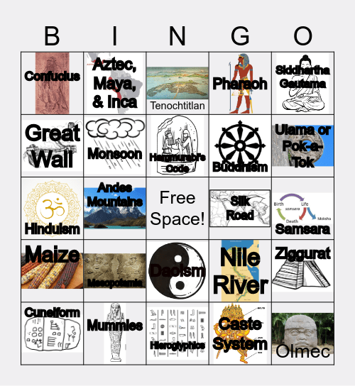 Ancient Civilizations Bingo Card