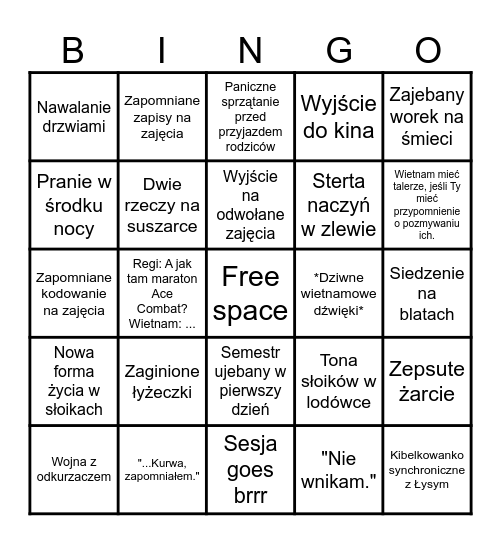 Wietnam Ekspirjens Bingo Card