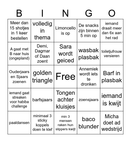 HabiBaco Bingo Card