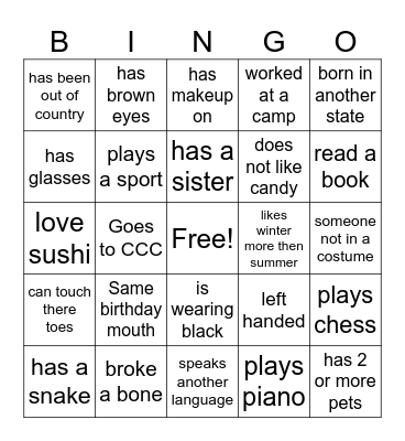 FCCT HARVEST PARTY Bingo Card