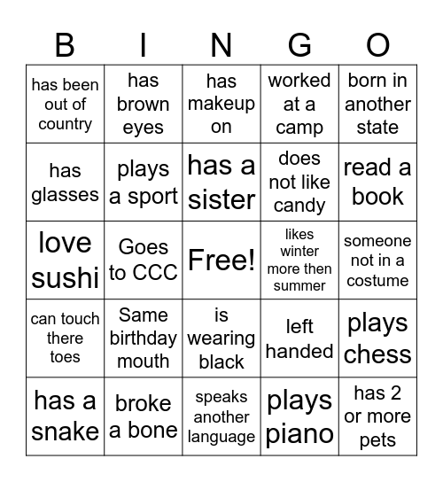 FCCT HARVEST PARTY Bingo Card